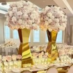 Modern Gold Metal Flower Stand – Event Decoration