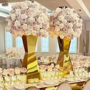 Modern Gold Metal Flower Stand – Event Decoration
